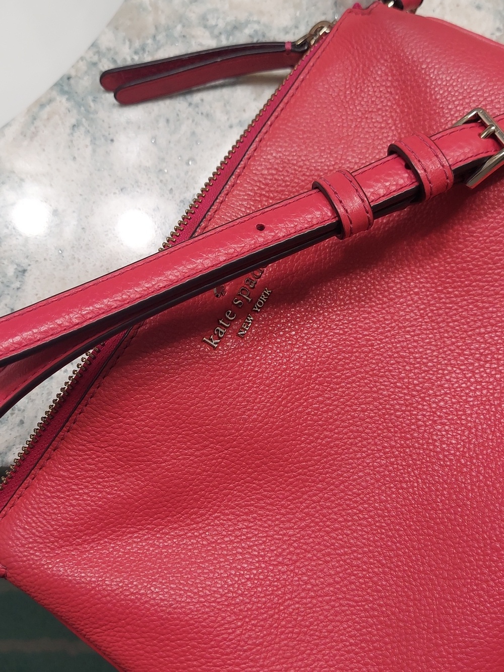 kate spade Pink Pebbled Leather Crossbody Bag with Gold Hardware - Picture 4 of 6
